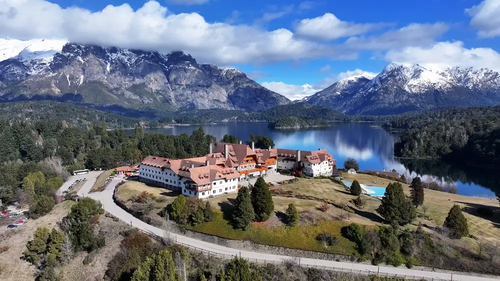 The Llao Llao hotel on its peninsula, with the Andes and the lake behind